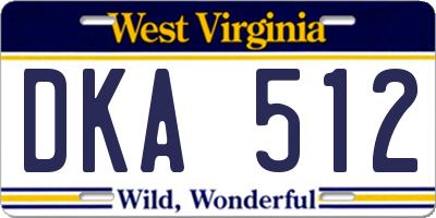 WV license plate DKA512