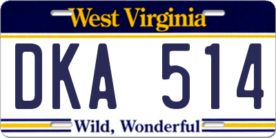 WV license plate DKA514