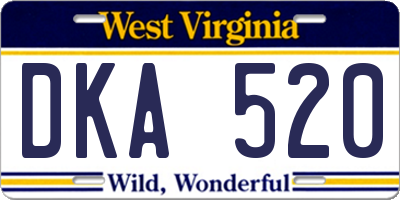 WV license plate DKA520