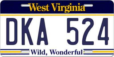 WV license plate DKA524