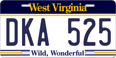 WV license plate DKA525