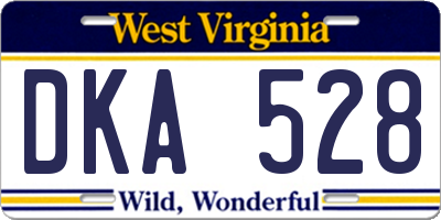 WV license plate DKA528