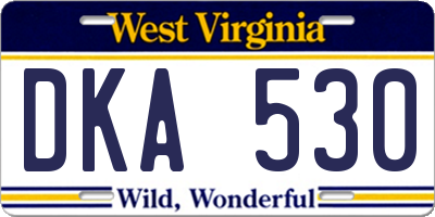 WV license plate DKA530