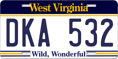WV license plate DKA532