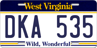 WV license plate DKA535
