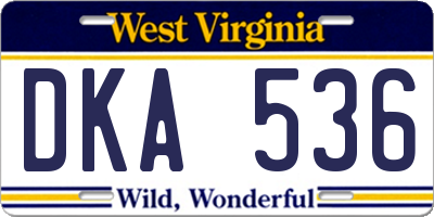 WV license plate DKA536