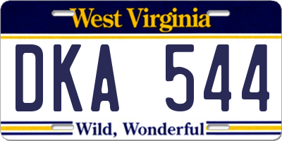 WV license plate DKA544