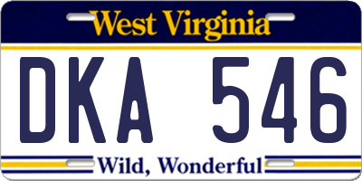WV license plate DKA546