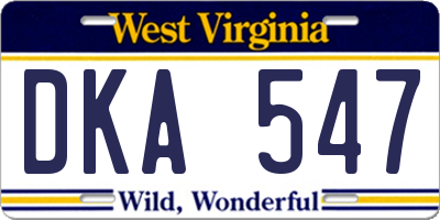 WV license plate DKA547