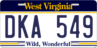 WV license plate DKA549