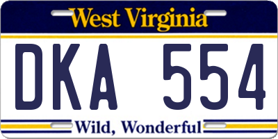 WV license plate DKA554