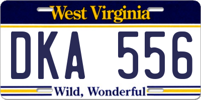 WV license plate DKA556