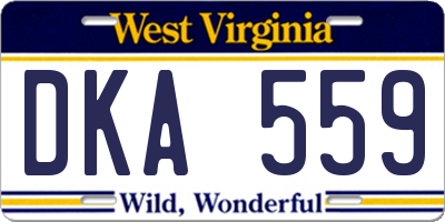 WV license plate DKA559