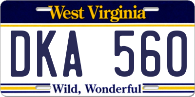 WV license plate DKA560