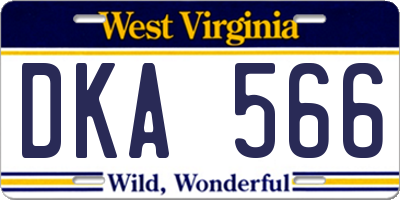 WV license plate DKA566