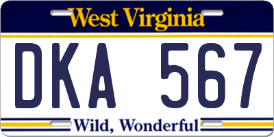 WV license plate DKA567