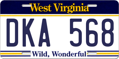 WV license plate DKA568