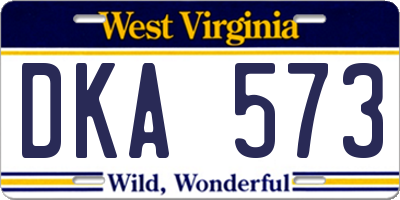 WV license plate DKA573