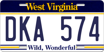 WV license plate DKA574