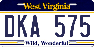WV license plate DKA575