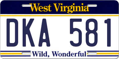 WV license plate DKA581