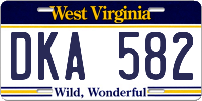 WV license plate DKA582