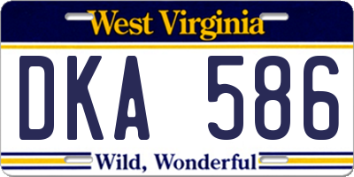 WV license plate DKA586