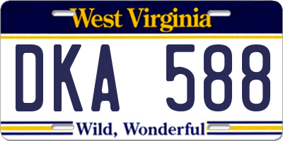 WV license plate DKA588