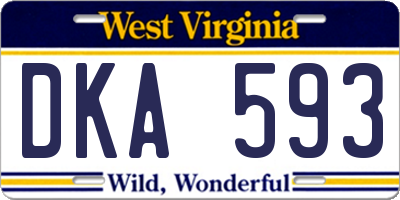 WV license plate DKA593