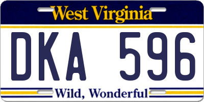WV license plate DKA596