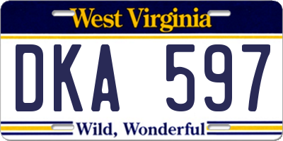 WV license plate DKA597