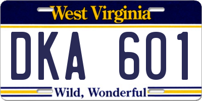 WV license plate DKA601