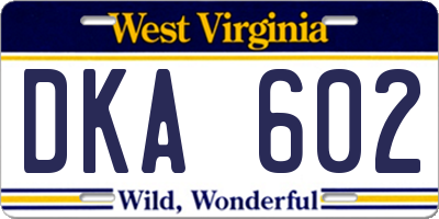 WV license plate DKA602
