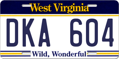 WV license plate DKA604