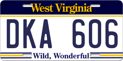 WV license plate DKA606