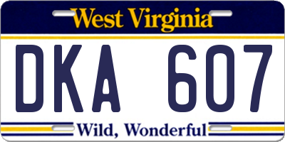 WV license plate DKA607