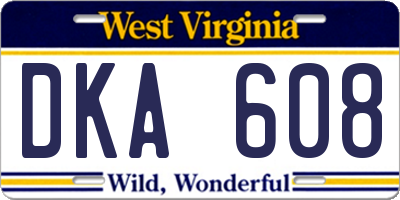 WV license plate DKA608