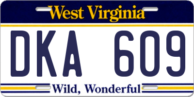 WV license plate DKA609