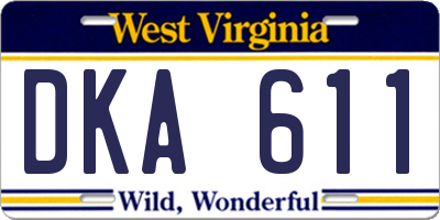 WV license plate DKA611