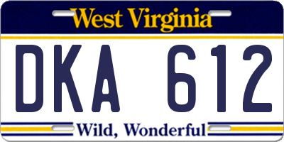 WV license plate DKA612