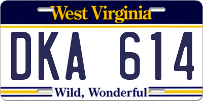 WV license plate DKA614