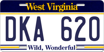 WV license plate DKA620