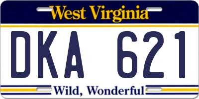 WV license plate DKA621