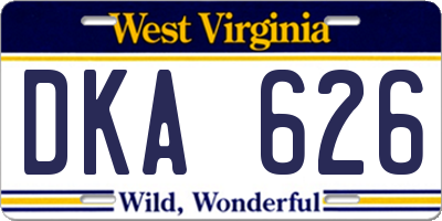 WV license plate DKA626