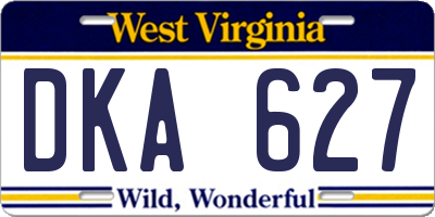 WV license plate DKA627