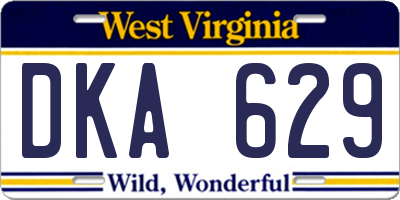 WV license plate DKA629