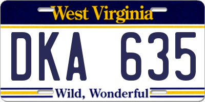 WV license plate DKA635