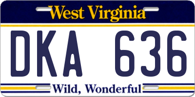WV license plate DKA636