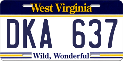 WV license plate DKA637