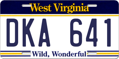 WV license plate DKA641
